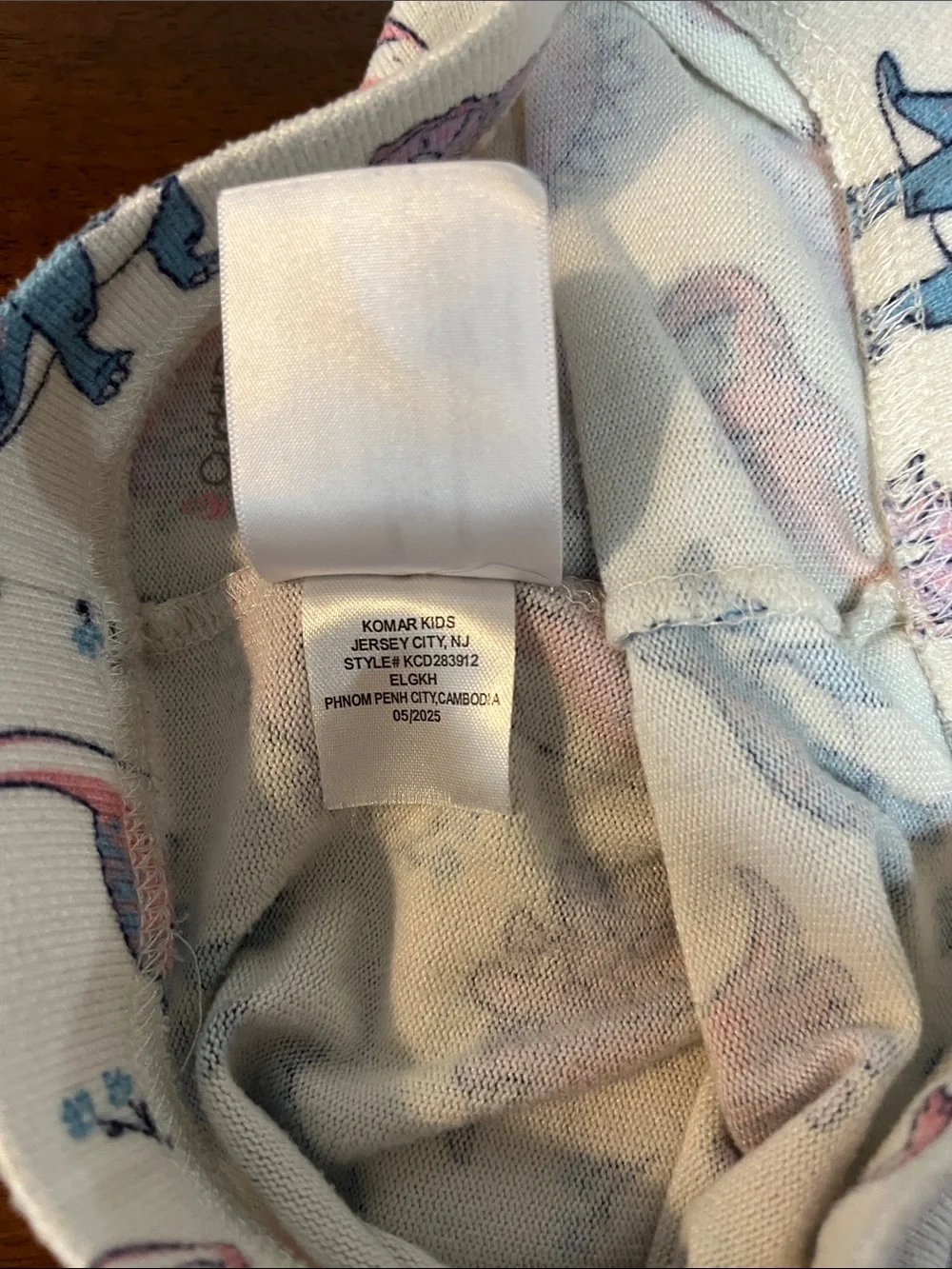 Cuddl Duds Cream Pajama Set with Pink & Blue Dinosaur Print
